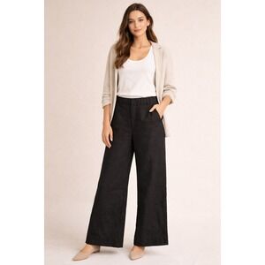 Gap Linen Pants Wide Leg Black 10 High Rise Minimalist Coastal Chic